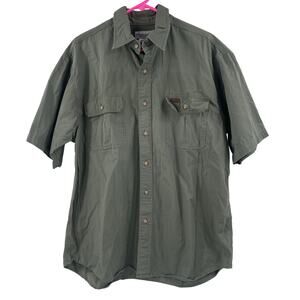 CARHARTT Shirt Large Button Down 100% Cotton Mens Green Light Moss Canvas Work